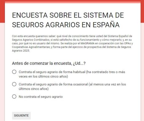 Encuesta sobre el Seguro Agrario