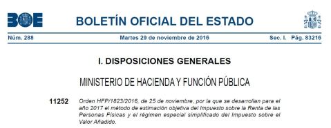 Orden HFP/1823/2016 Módulos