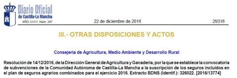 Ayudas Seguro Agrario Castilla-La Mancha