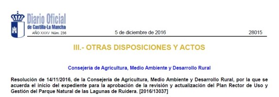 Expediente PRUG Lagunas de Ruidera