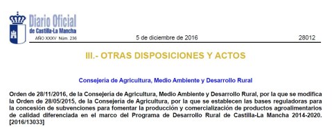 Castilla-La Mancha productos agroalimentarios de calidad diferenciada